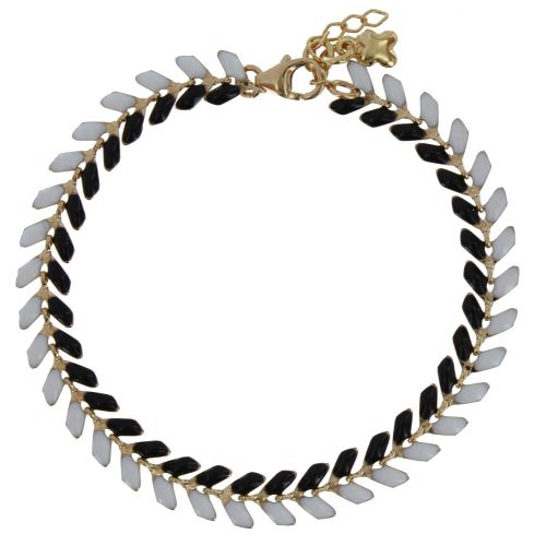 Bracelet Laurier Plaqué Or Email et Blanche - LES POULETTES BIJOUX - Modalova