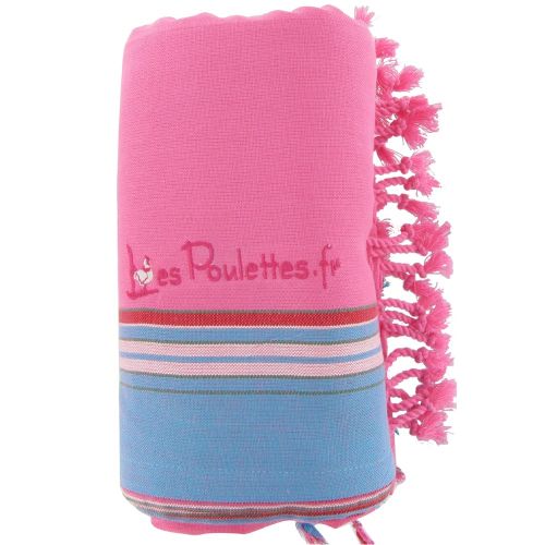 BIJOUX - Kikoy Serviette Plage Coton Eponge Couleur Fuchsia Bleu - LES POULETTES - Modalova