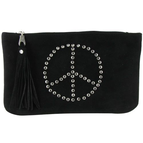BIJOUX - V Pochette Sac Daim Clouté Signe Peace and Love Couleur - LES POULETTES - Modalova