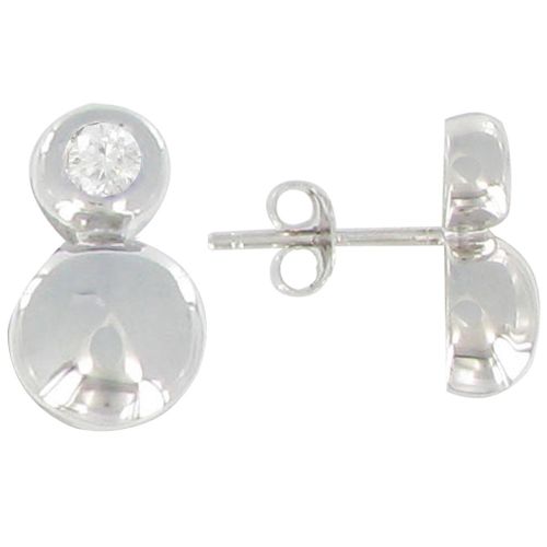 Boucles d'Oreilles Argent Deux Perles Zirconium Transparent - LES POULETTES BIJOUX - Modalova