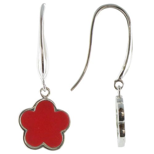 Boucles d'Oreilles Chance Argent et Corail - LES POULETTES BIJOUX - Modalova