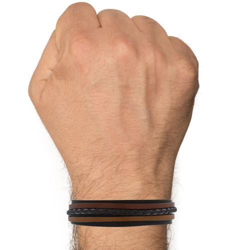 Bracelet Manchette Foncé Cuir Dégradé - LES POULETTES BIJOUX - Modalova