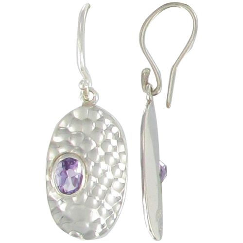 Boucles d'Oreilles en Argent 925 Martelées et Améthyste Ovale - LES POULETTES BIJOUX - Modalova