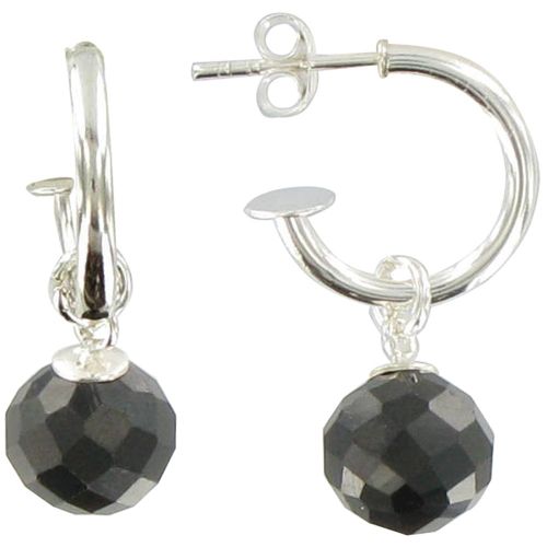 V Boucles d'Oreilles Petites Créoles et Onyx Faceté - LES POULETTES BIJOUX - Modalova
