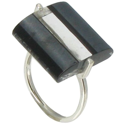 Bague Rayures Verre Rectangle et Transparente - LES POULETTES BIJOUX - Modalova