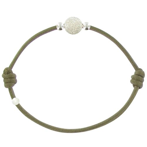 V Bracelet des Poulettes Argent Diamant Lien Kaki - LES POULETTES BIJOUX - Modalova