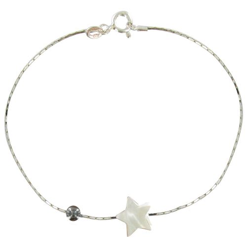 Bracelet Argent Etoile de Nacre et Perle Hématite - LES POULETTES BIJOUX - Modalova