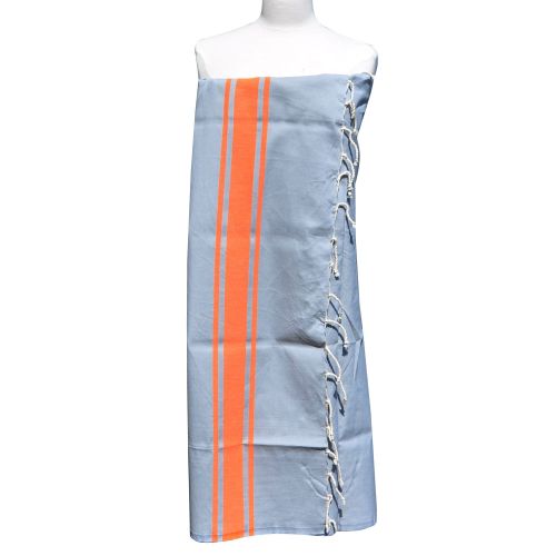 BIJOUX - Fouta Drap Plage et Hammam Coton Couleur Bandes Orange - LES POULETTES - Modalova