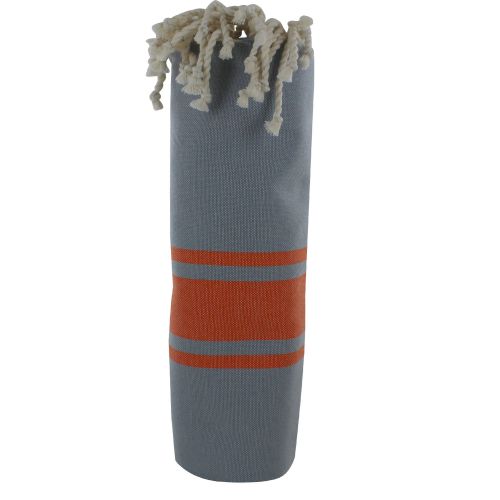 BIJOUX - Fouta Drap Plage et Hammam Coton Couleur Bandes Orange - LES POULETTES - Modalova