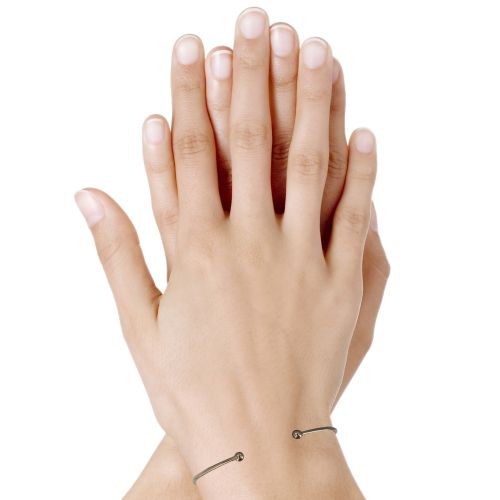 Bracelet Plaqué Demi Jonc Deux Perles - LES POULETTES BIJOUX - Modalova