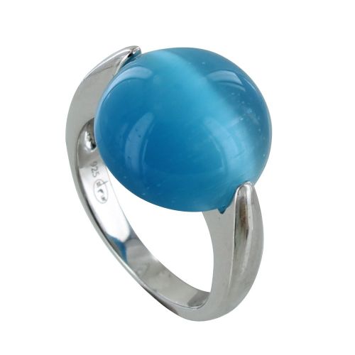 Bague Argent Demi Lune Oeil de Chat - taille 60 - LES POULETTES BIJOUX - Modalova