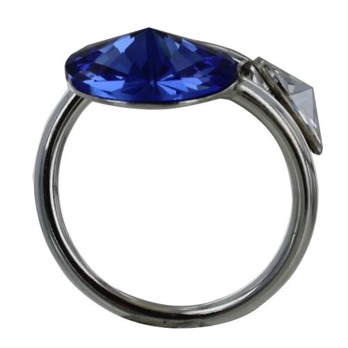 Bague Argent Orné de Cristal Foncé et Transparent - tail - LES POULETTES BIJOUX - Modalova