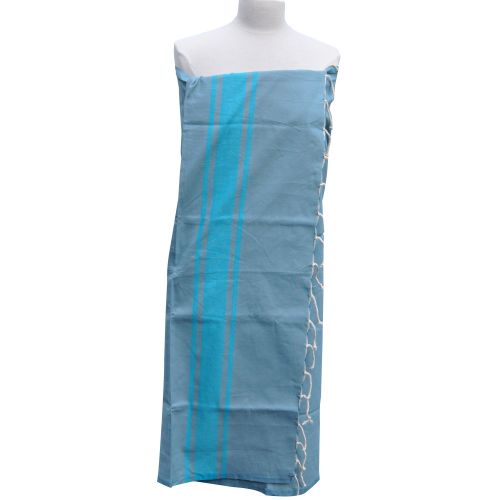 BIJOUX - Fouta Drap Plage et Hammam Coton Couleur Vert Bandes Ble - LES POULETTES - Modalova