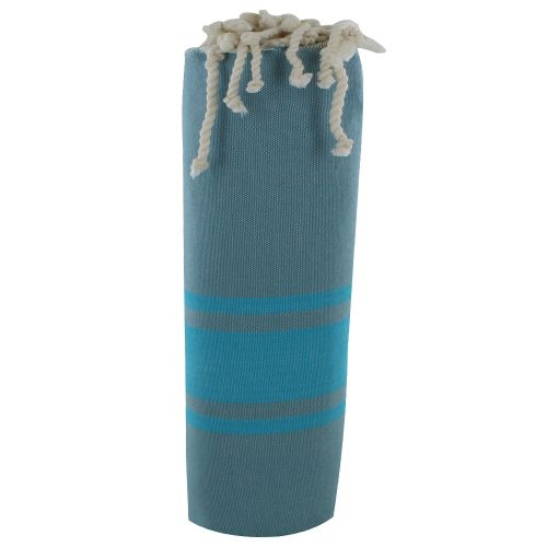BIJOUX - Fouta Drap Plage et Hammam Coton Couleur Vert Bandes Ble - LES POULETTES - Modalova