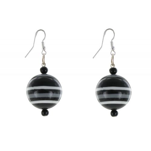 Boucles d'Oreilles Argent Billes Résine Rayures et Bla - LES POULETTES BIJOUX - Modalova