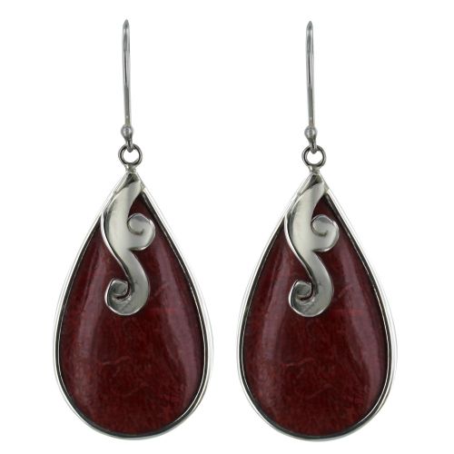 Boucles d'Oreilles en Argent Grande Goutte Couleur Corail - LES POULETTES BIJOUX - Modalova