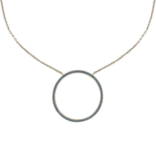 Collier Plaqué Cercle et Strass Turquoise - LES POULETTES BIJOUX - Modalova