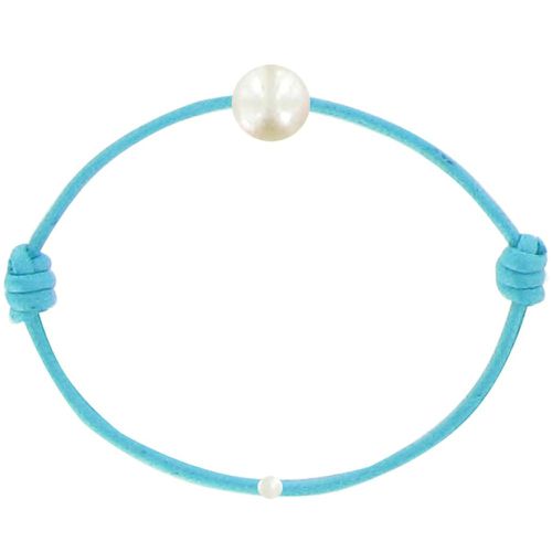 Bracelet La Perle de Culture Blanche des Poulettes - Colors - Turquoise - LES POULETTES BIJOUX - Modalova