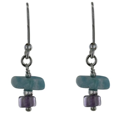 Boucles d'Oreilles Argent Cylindre d'Améthyste et Pépites de - LES POULETTES BIJOUX - Modalova
