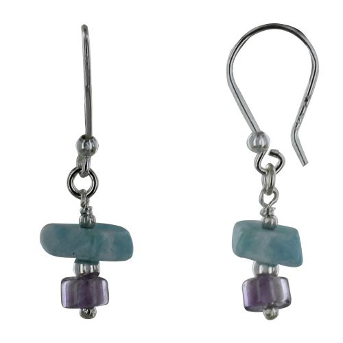 Boucles d'Oreilles Argent Cylindre d'Améthyste et Pépites de - LES POULETTES BIJOUX - Modalova