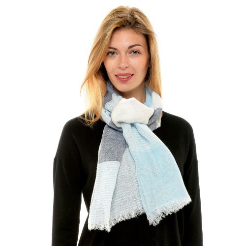 BIJOUX - Echarpe 100% Lin Rayures Bleutées - LES POULETTES - Modalova