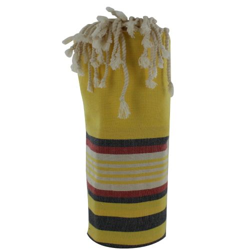 BIJOUX - Fouta Drap Plage et Hammam Coton Rayures Noires Rouges - LES POULETTES - Modalova