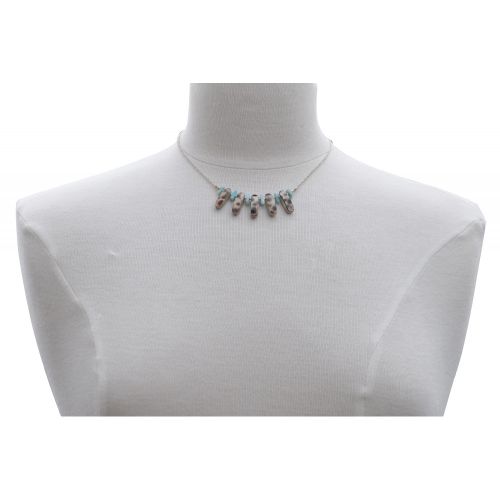 Collier Chaine Argent 925 Lamelle Nacre Tigrée et Pépites de - LES POULETTES BIJOUX - Modalova
