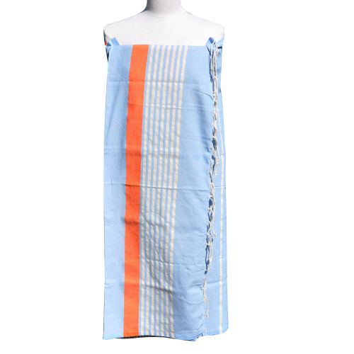 BIJOUX - Fouta Drap Plage et Hammam Coton Couleur Ciel Rayé Blanc - LES POULETTES - Modalova