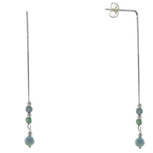 Boucles d'Oreilles Argent Fil Pendant Perles de Verre et de L - LES POULETTES BIJOUX - Modalova