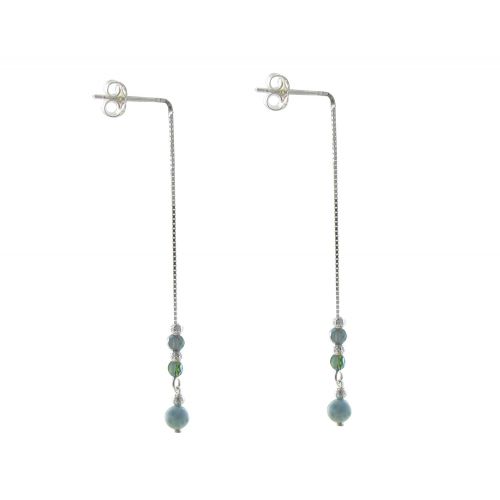 Boucles d'Oreilles Argent Fil Pendant Perles de Verre et de L - LES POULETTES BIJOUX - Modalova