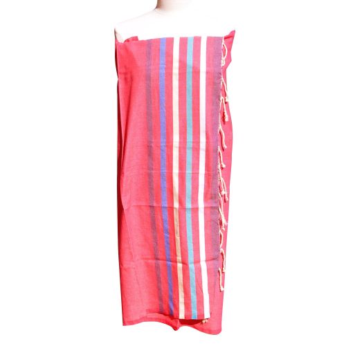 BIJOUX - V Fouta Drap Plage et Hammam Coton Rayé Violet Bleu Bei - LES POULETTES - Modalova