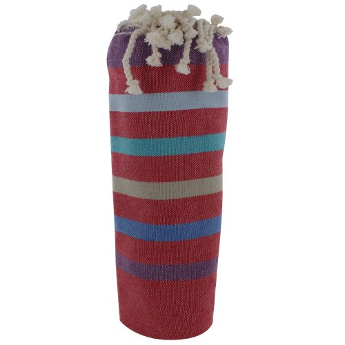 BIJOUX - V Fouta Drap Plage et Hammam Coton Rayé Violet Bleu Bei - LES POULETTES - Modalova