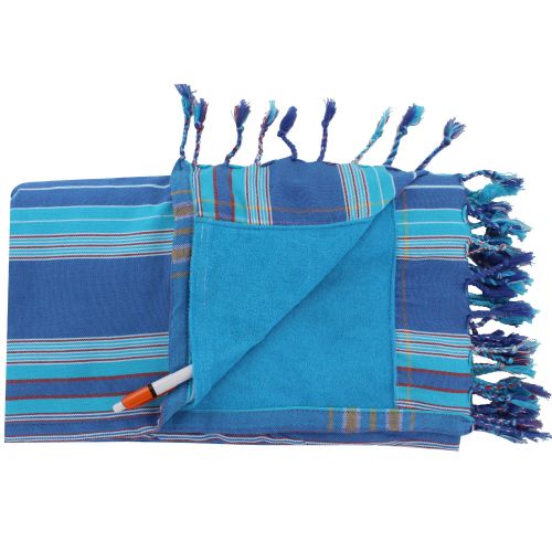 BIJOUX - V Kikoy Serviette Plage Coton Couleur Rayé Turquoise Rou - LES POULETTES - Modalova