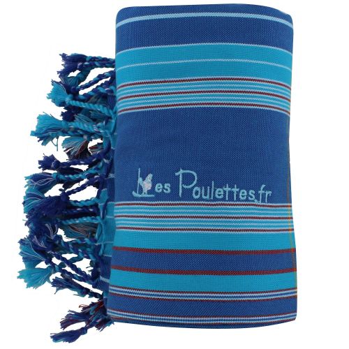 BIJOUX - V Kikoy Serviette Plage Coton Couleur Rayé Turquoise Rou - LES POULETTES - Modalova