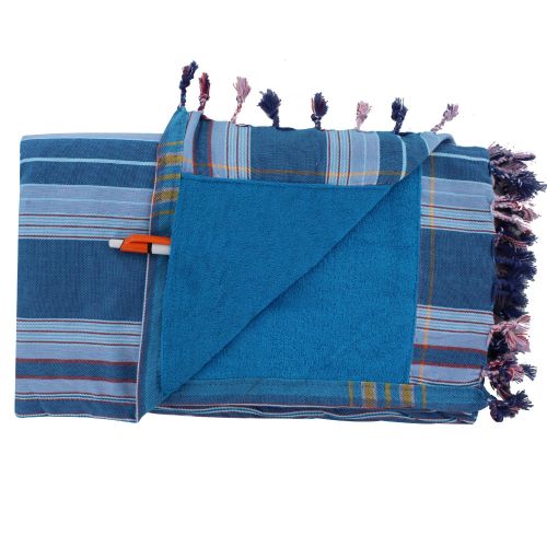 BIJOUX - V Kikoy Serviette Plage Coton Couleur Vert Rayé Turquois - LES POULETTES - Modalova