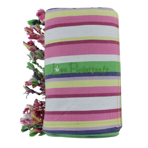 BIJOUX - Kikoy Serviette Plage Coton Couleur Rayé Rose Vert - LES POULETTES - Modalova