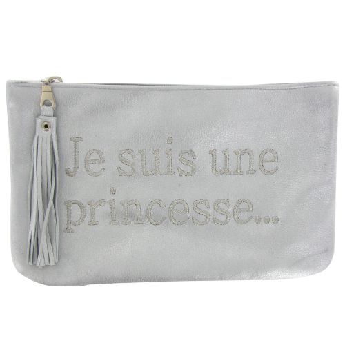 BIJOUX - Pochette Sac Cuir Brodé Je suis une Princesse Couleur é - LES POULETTES - Modalova