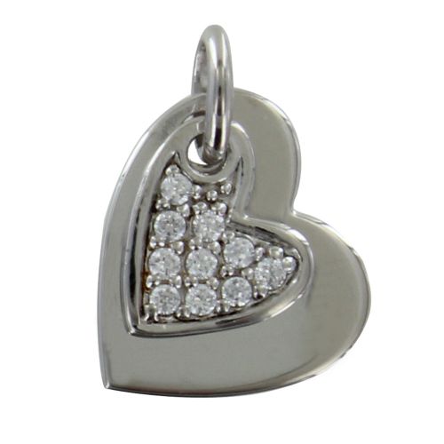 Pendentif Rhodié Double Coeurs et Strass - LES POULETTES BIJOUX - Modalova