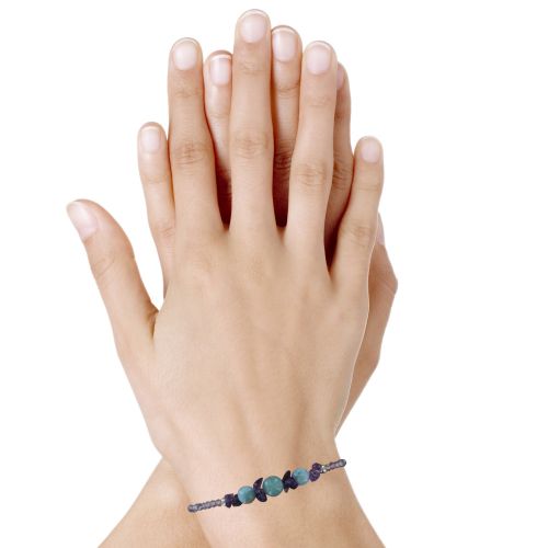 Bracelet Argent Pépites d'Améthyste et Perles de Larimar - LES POULETTES BIJOUX - Modalova