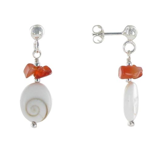 Boucles d'Oreilles Petit Oeil de Ste Lucie et Cornaline - LES POULETTES BIJOUX - Modalova