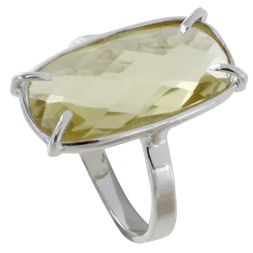 Bague Argent Rectangle de Quartz Facetté - taille 50 - LES POULETTES BIJOUX - Modalova