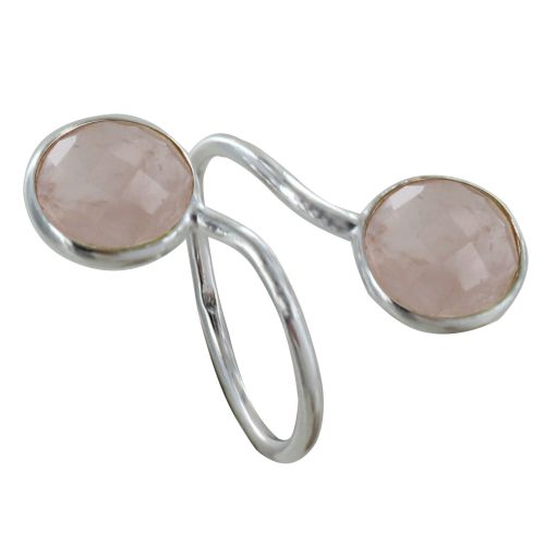 Bague Argent Toi et Moi Quartz Facetté Ronde - taille 52 - LES POULETTES BIJOUX - Modalova