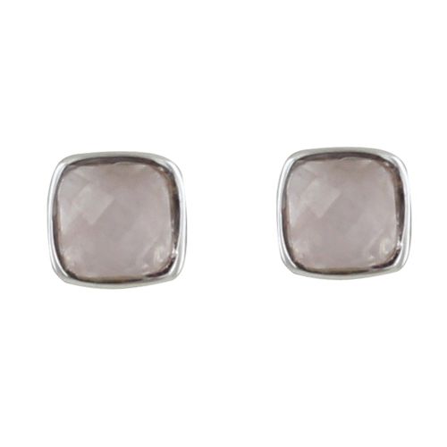 Boucle d'Oreilles Argent Clous Carré Facetté de Quartz - LES POULETTES BIJOUX - Modalova