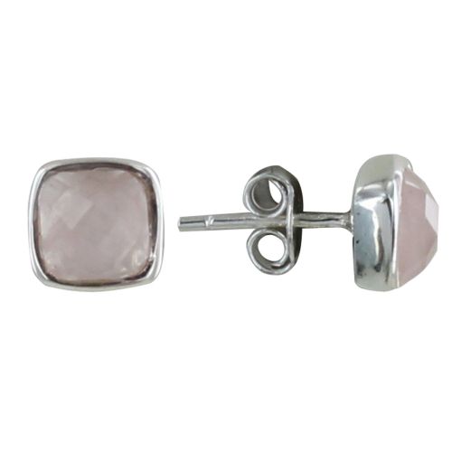 Boucle d'Oreilles Argent Clous Carré Facetté de Quartz - LES POULETTES BIJOUX - Modalova