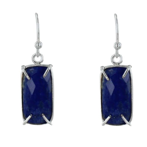 Boucles d'Oreilles Argent Rectangle de Lapis Lazuli Facetté - LES POULETTES BIJOUX - Modalova
