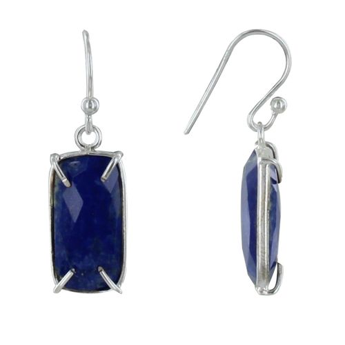 Boucles d'Oreilles Argent Rectangle de Lapis Lazuli Facetté - LES POULETTES BIJOUX - Modalova