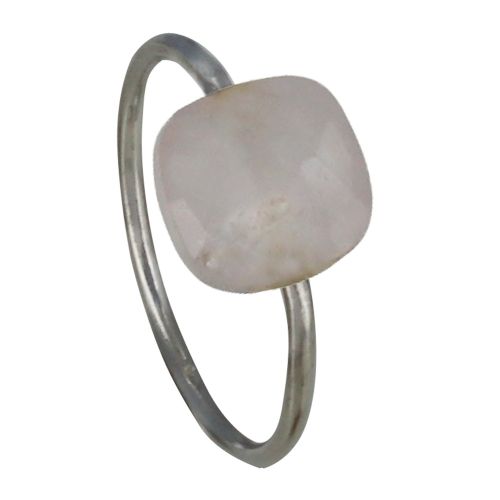Bague Argent Carré de Quartz Rose Facetté - LES POULETTES BIJOUX - Modalova