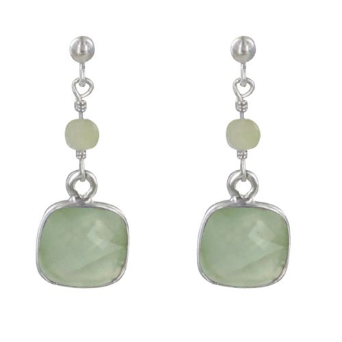 Boucles d'Oreilles Argent Perle et Pavé de Prehnite Facetté - LES POULETTES BIJOUX - Modalova