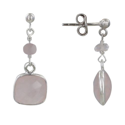 Boucles d'Oreilles Argent 925 Perle et Pavé de Quartz Facetté - LES POULETTES BIJOUX - Modalova