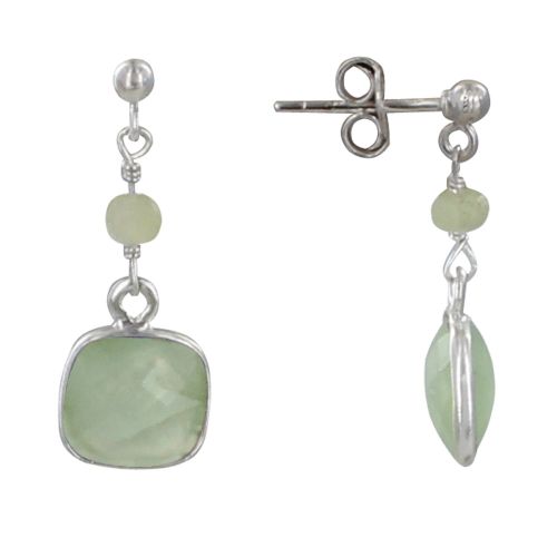 Boucles d'Oreilles Argent Perle et Pavé de Prehnite Facetté - LES POULETTES BIJOUX - Modalova